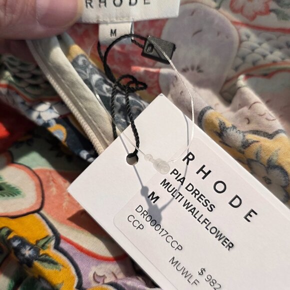 NEW $425 RHODE PIA SHIRRED MINI DRESS IN MULITCOLOR WALLFLOWER PRINT SIZE M - Picture 8 of 9